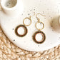 Cercei lungi cu cercuri din margele aurii, ruginii si kaki